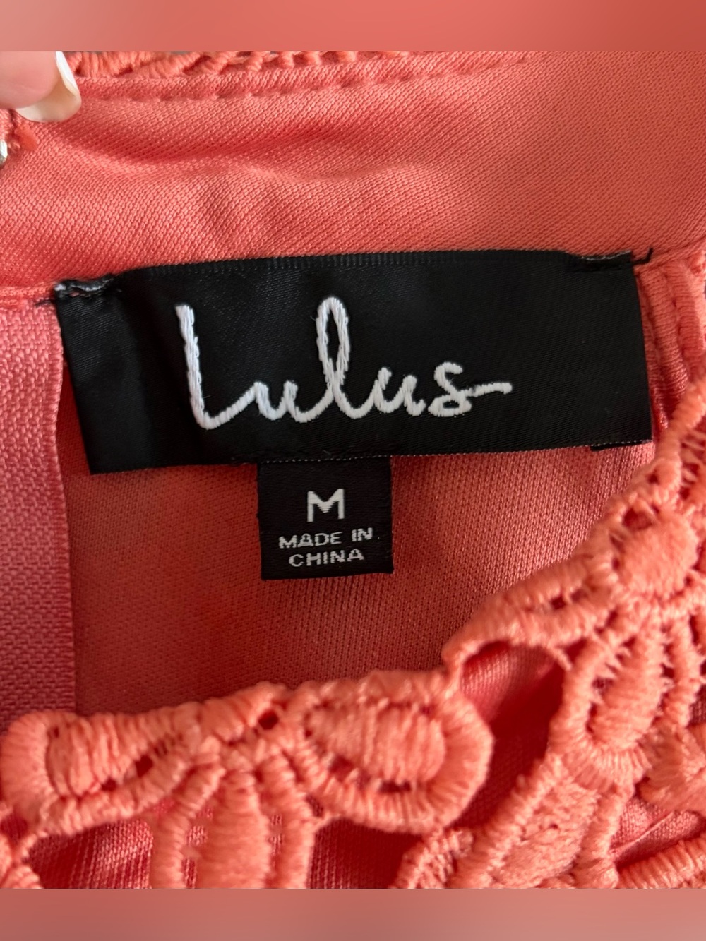 NWT Lulus Love Poem Coral/Orange Lace Hi Halter Mini Dress Sz M - Picture 3 of 5